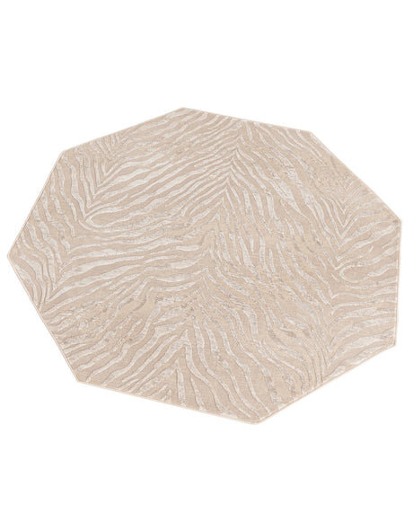 Ivory Beige 5' 3 x 5' 3 Finsbury Octagon Area Rug 60% Polypropylene & 40% Polyester Contemporary Carpet for Living Rooms, Dining, Offices for Sale at Rug Engine