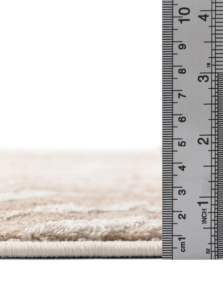 Ivory Beige 5' 3 x 5' 3 Finsbury Octagon Area Rug 60% Polypropylene & 40% Polyester Contemporary Carpet for Living Rooms, Dining, Offices for Sale at Rug Engine
