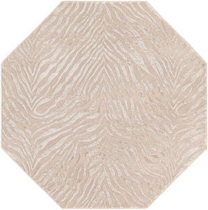 Ivory Beige 5' 3 x 5' 3 Finsbury Octagon Area Rug 60% Polypropylene & 40% Polyester Contemporary Carpet for Living Rooms, Dining, Offices for Sale at Rug Engine