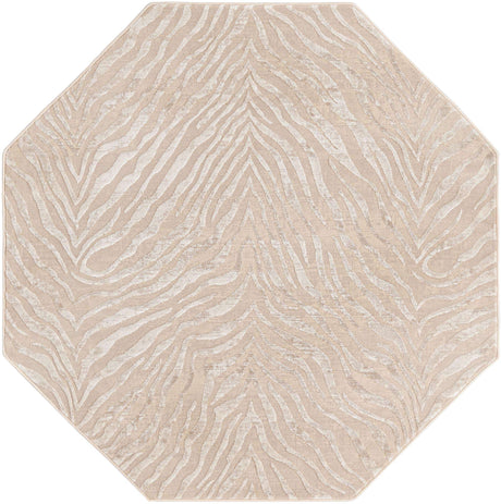 Ivory Beige 5' 3 x 5' 3 Finsbury Octagon Area Rug 60% Polypropylene & 40% Polyester Contemporary Carpet for Living Rooms, Dining, Offices for Sale at Rug Engine