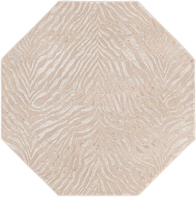 Ivory Beige 5' 3 x 5' 3 Finsbury Octagon Area Rug 60% Polypropylene & 40% Polyester Contemporary Carpet for Living Rooms, Dining, Offices for Sale at Rug Engine