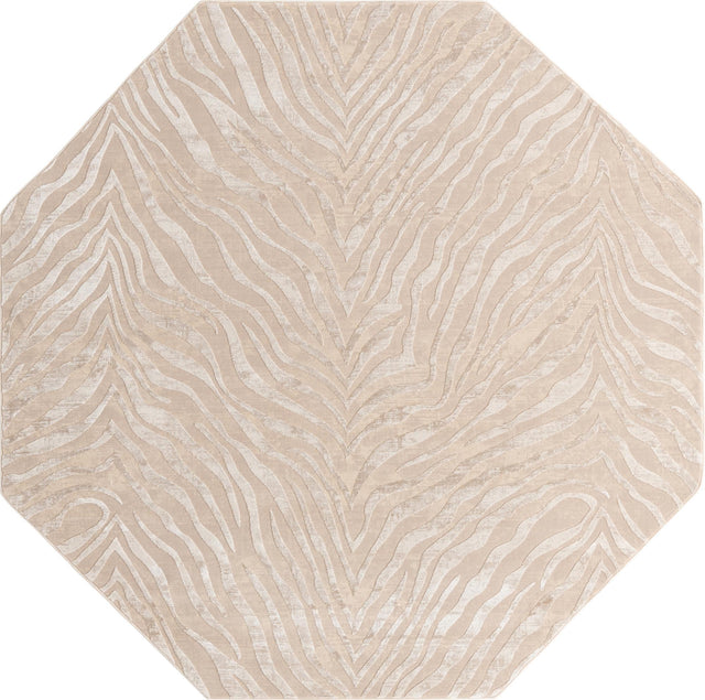 Ivory Beige 7' 10 x 7' 10 Finsbury Octagon Area Rug 60% Polypropylene & 40% Polyester Contemporary Carpet for Living Rooms, Dining, Offices for Sale at Rug Engine