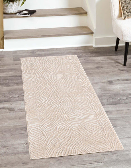 Ivory Beige 2' x 8' Finsbury Runner Area Rug 60% Polypropylene & 40% Polyester Contemporary Carpet for Living Rooms, Dining, Offices for Sale at Rug Engine