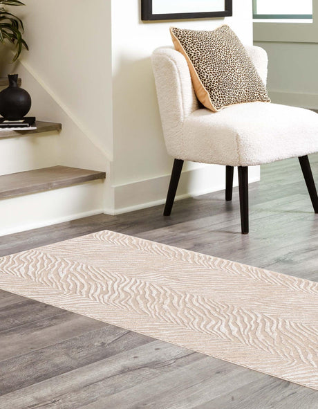 Ivory Beige 2' x 5' 1 Finsbury Runner Area Rug 60% Polypropylene & 40% Polyester Contemporary Carpet for Living Rooms, Dining, Offices for Sale at Rug Engine
