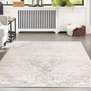 Ivory 5' 3 x 8' Highbury Rectangle Area Rug 60% Polypropylene & 40% Polyester With Jute Backing Vintage Distressed Traditional Carpet for Sale at Rug Engine