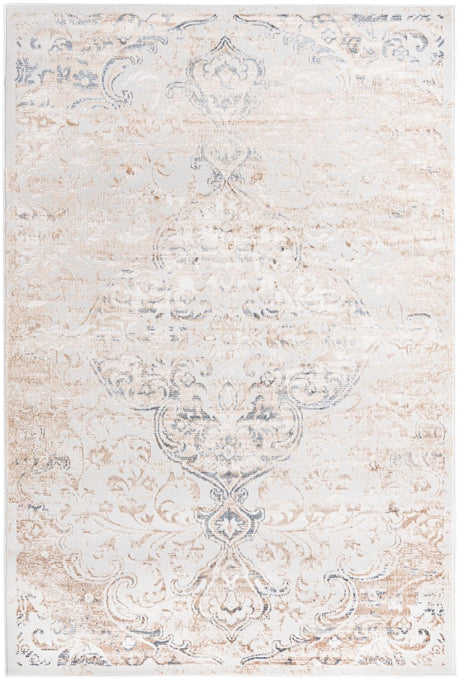 Ivory 5' 3 x 8' Highbury Rectangle Area Rug 60% Polypropylene & 40% Polyester With Jute Backing Vintage Distressed Traditional Carpet for Sale at Rug Engine