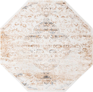 Ivory 7' 10 x 7' 10 Highbury Octagon Area Rug 60% Polypropylene & 40% Polyester With Jute Backing Vintage Distressed Traditional Carpet for Sale at Rug Engine