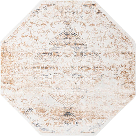 Ivory 7' 10 x 7' 10 Highbury Octagon Area Rug 60% Polypropylene & 40% Polyester With Jute Backing Vintage Distressed Traditional Carpet for Sale at Rug Engine