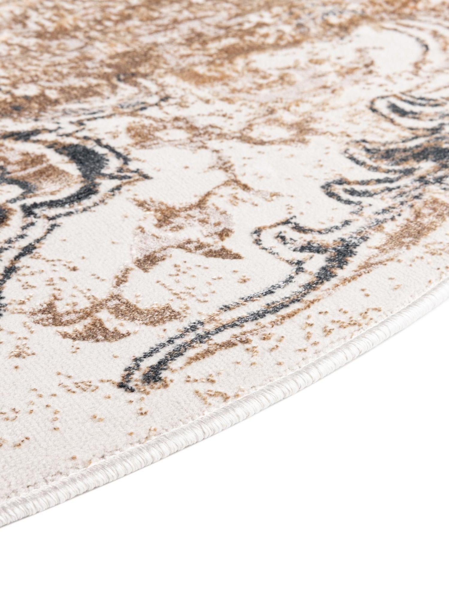 Ivory 5' 3 x 8' Highbury Oval Area Rug 60% Polypropylene & 40% Polyester With Jute Backing Vintage Distressed Traditional Carpet for Sale at Rug Engine