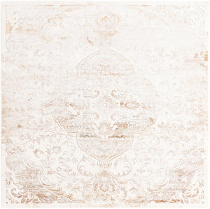 Cream 7' 10 x 7' 10 Highbury Square Area Rug 60% Polypropylene & 40% Polyester With Jute Backing Vintage Distressed Traditional Carpet for Sale at Rug Engine