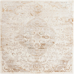 Cream 7' 10 x 7' 10 Highbury Square Area Rug 60% Polypropylene & 40% Polyester With Jute Backing Vintage Distressed Traditional Carpet for Sale at Rug Engine