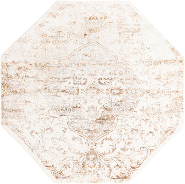 Cream 7' 10 x 7' 10 Highbury Octagon Area Rug 60% Polypropylene & 40% Polyester With Jute Backing Vintage Distressed Traditional Carpet for Sale at Rug Engine