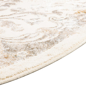 Cream 8' x 10' Highbury Oval Area Rug 60% Polypropylene & 40% Polyester With Jute Backing Vintage Distressed Traditional Carpet for Sale at Rug Engine
