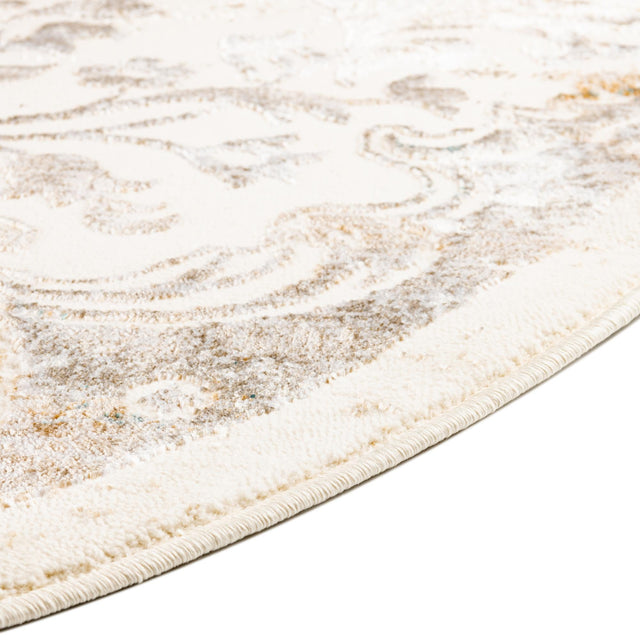 Cream 8' x 10' Highbury Oval Area Rug 60% Polypropylene & 40% Polyester With Jute Backing Vintage Distressed Traditional Carpet for Sale at Rug Engine