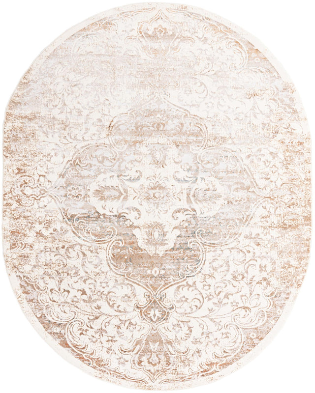 Cream 8' x 10' Highbury Oval Area Rug 60% Polypropylene & 40% Polyester With Jute Backing Vintage Distressed Traditional Carpet for Sale at Rug Engine