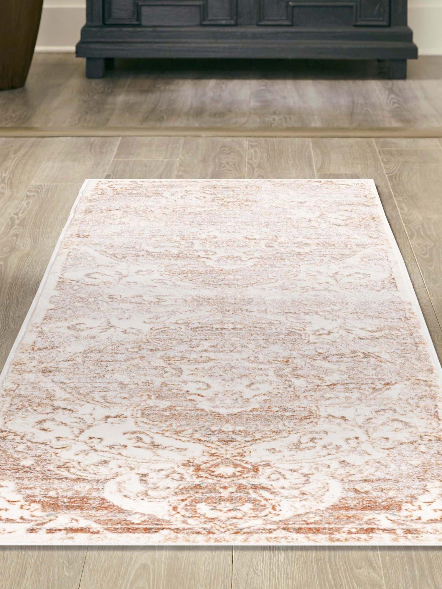 Cream 2' x 8' Highbury Runner Area Rug 60% Polypropylene & 40% Polyester With Jute Backing Vintage Distressed Traditional Carpet for Sale at Rug Engine