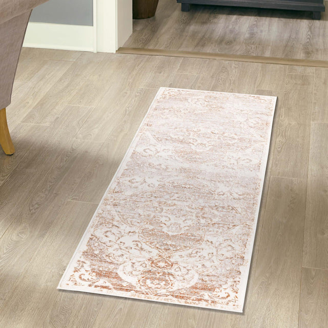 Cream 2' x 9' 10 Highbury Runner Area Rug 60% Polypropylene & 40% Polyester With Jute Backing Vintage Distressed Traditional Carpet for Sale at Rug Engine
