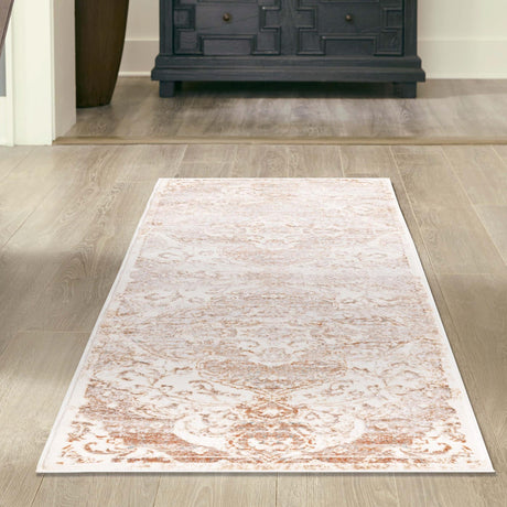 Cream 2' x 9' 10 Highbury Runner Area Rug 60% Polypropylene & 40% Polyester With Jute Backing Vintage Distressed Traditional Carpet for Sale at Rug Engine