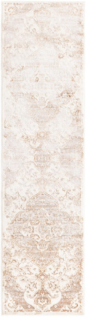Cream 2' x 8' Highbury Runner Area Rug 60% Polypropylene & 40% Polyester With Jute Backing Vintage Distressed Traditional Carpet for Sale at Rug Engine