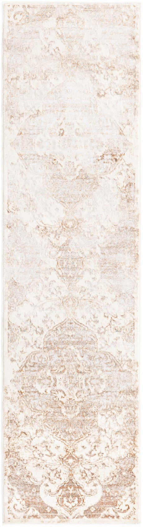 Cream 2' x 8' Highbury Runner Area Rug 60% Polypropylene & 40% Polyester With Jute Backing Vintage Distressed Traditional Carpet for Sale at Rug Engine