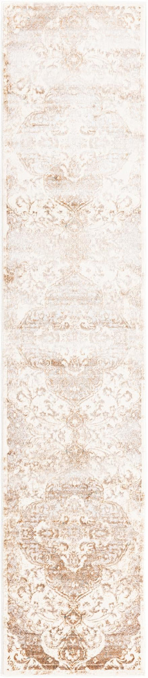 Cream 2' x 9' 10 Highbury Runner Area Rug 60% Polypropylene & 40% Polyester With Jute Backing Vintage Distressed Traditional Carpet for Sale at Rug Engine