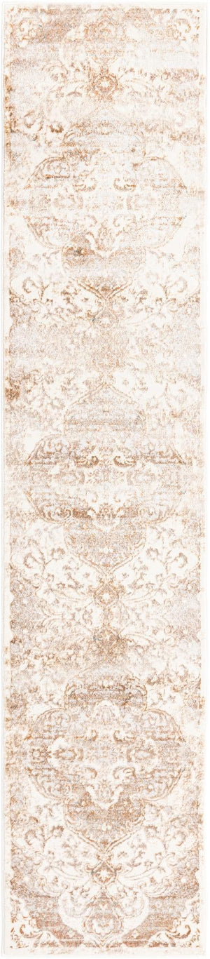 Cream 2' x 9' 10 Highbury Runner Area Rug 60% Polypropylene & 40% Polyester With Jute Backing Vintage Distressed Traditional Carpet for Sale at Rug Engine