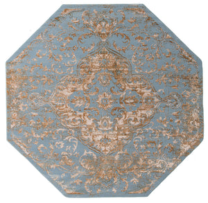 Teal 7' 10 x 7' 10 Highbury Octagon Area Rug 60% Polypropylene & 40% Polyester With Jute Backing Vintage Distressed Traditional Carpet for Sale at Rug Engine