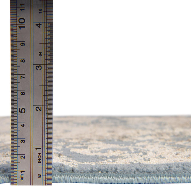 Teal 7' 10 x 10' Highbury Oval Area Rug 60% Polypropylene & 40% Polyester With Jute Backing Vintage Distressed Traditional Carpet for Sale at Rug Engine