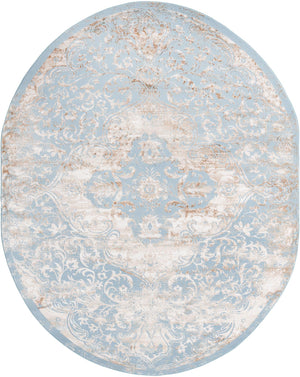 Teal 7' 10 x 10' Highbury Oval Area Rug 60% Polypropylene & 40% Polyester With Jute Backing Vintage Distressed Traditional Carpet for Sale at Rug Engine