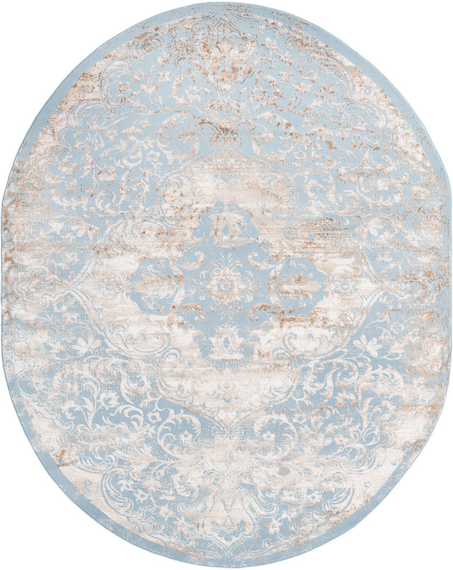 Teal 7' 10 x 10' Highbury Oval Area Rug 60% Polypropylene & 40% Polyester With Jute Backing Vintage Distressed Traditional Carpet for Sale at Rug Engine