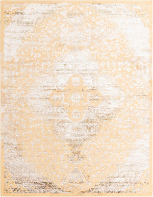 Yellow 9' x 12' Highbury Rectangle Area Rug 60% Polypropylene & 40% Polyester With Jute Backing Vintage Distressed Traditional Carpet for Sale at Rug Engine