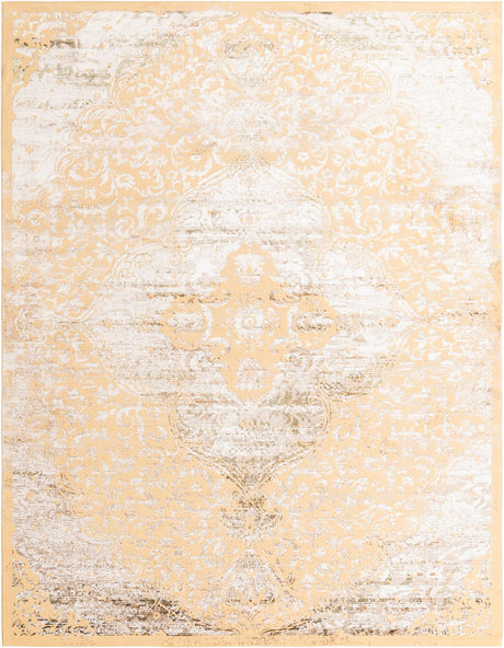 Yellow 9' x 12' Highbury Rectangle Area Rug 60% Polypropylene & 40% Polyester With Jute Backing Vintage Distressed Traditional Carpet for Sale at Rug Engine