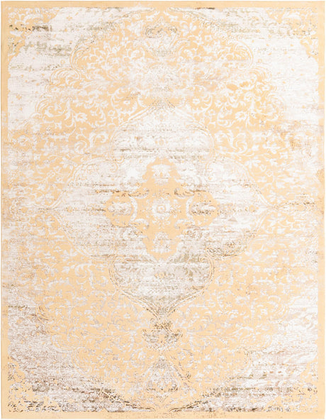 Yellow 9' x 12' Highbury Rectangle Area Rug 60% Polypropylene & 40% Polyester With Jute Backing Vintage Distressed Traditional Carpet for Sale at Rug Engine