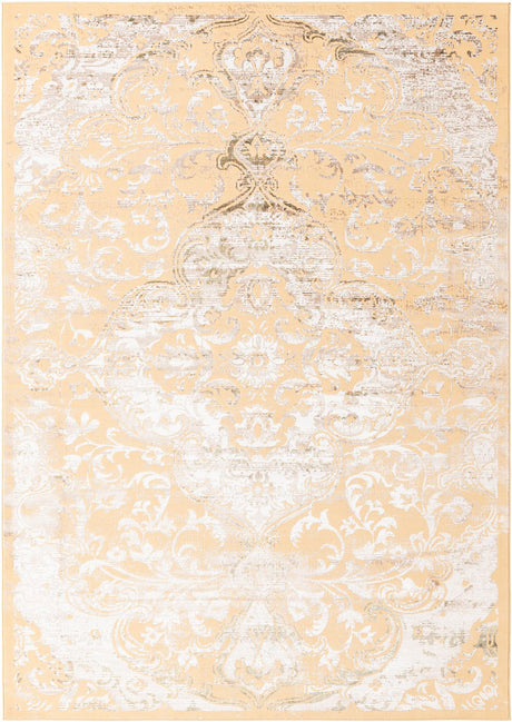 Yellow 7' x 10' Highbury Rectangle Area Rug 60% Polypropylene & 40% Polyester With Jute Backing Vintage Distressed Traditional Carpet for Sale at Rug Engine
