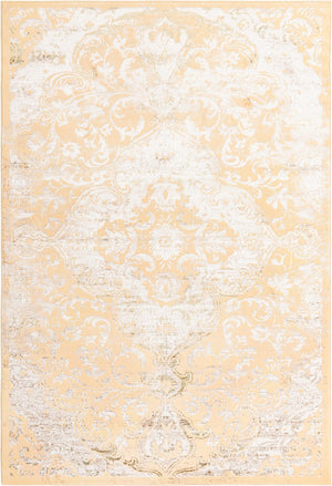 Yellow 6' x 9' Highbury Rectangle Area Rug 60% Polypropylene & 40% Polyester With Jute Backing Vintage Distressed Traditional Carpet for Sale at Rug Engine