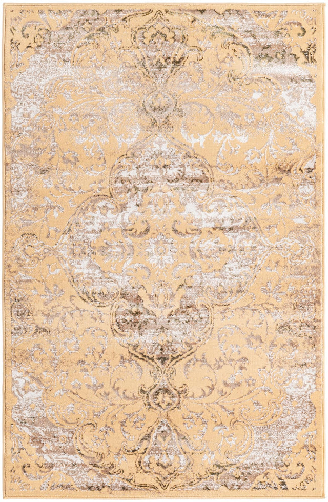 Yellow 3' 3 x 5' 3 Highbury Rectangle Area Rug 60% Polypropylene & 40% Polyester With Jute Backing Vintage Distressed Traditional Carpet for Sale at Rug Engine