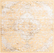 Yellow 7' 10 x 7' 10 Highbury Square Area Rug 60% Polypropylene & 40% Polyester With Jute Backing Vintage Distressed Traditional Carpet for Sale at Rug Engine