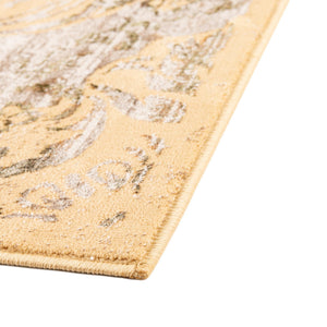 Yellow 7' 10 x 7' 10 Highbury Square Area Rug 60% Polypropylene & 40% Polyester With Jute Backing Vintage Distressed Traditional Carpet for Sale at Rug Engine