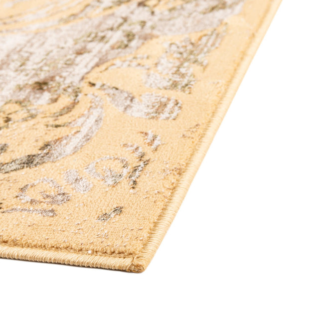Yellow 7' 10 x 7' 10 Highbury Square Area Rug 60% Polypropylene & 40% Polyester With Jute Backing Vintage Distressed Traditional Carpet for Sale at Rug Engine