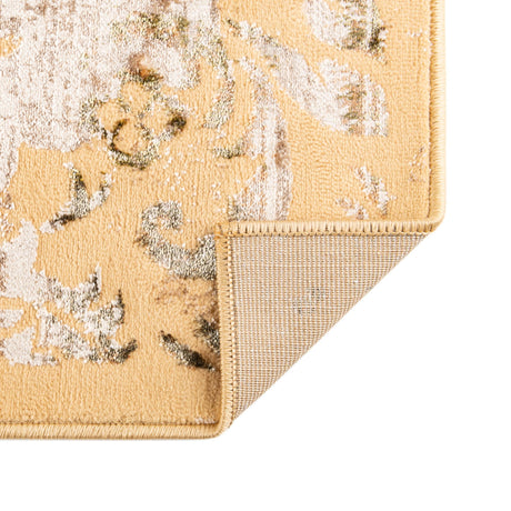 Yellow 5' 3 x 5' 3 Highbury Octagon Area Rug 60% Polypropylene & 40% Polyester With Jute Backing Vintage Distressed Traditional Carpet for Sale at Rug Engine