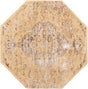 Yellow 5' 3 x 5' 3 Highbury Octagon Area Rug 60% Polypropylene & 40% Polyester With Jute Backing Vintage Distressed Traditional Carpet for Sale at Rug Engine