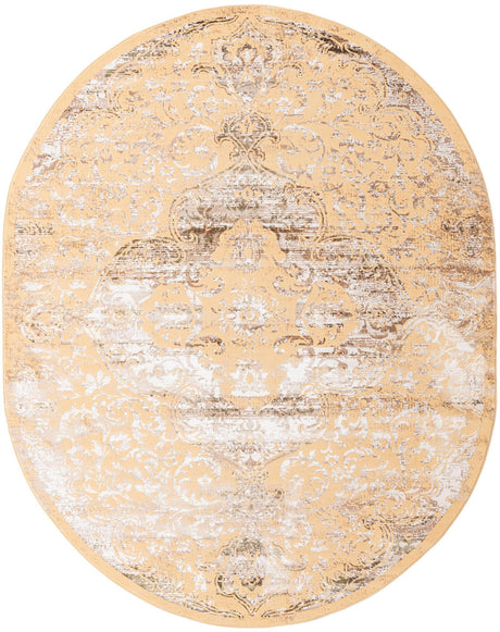 Yellow 7' 10 x 10' Highbury Oval Area Rug 60% Polypropylene & 40% Polyester With Jute Backing Vintage Distressed Traditional Carpet for Sale at Rug Engine