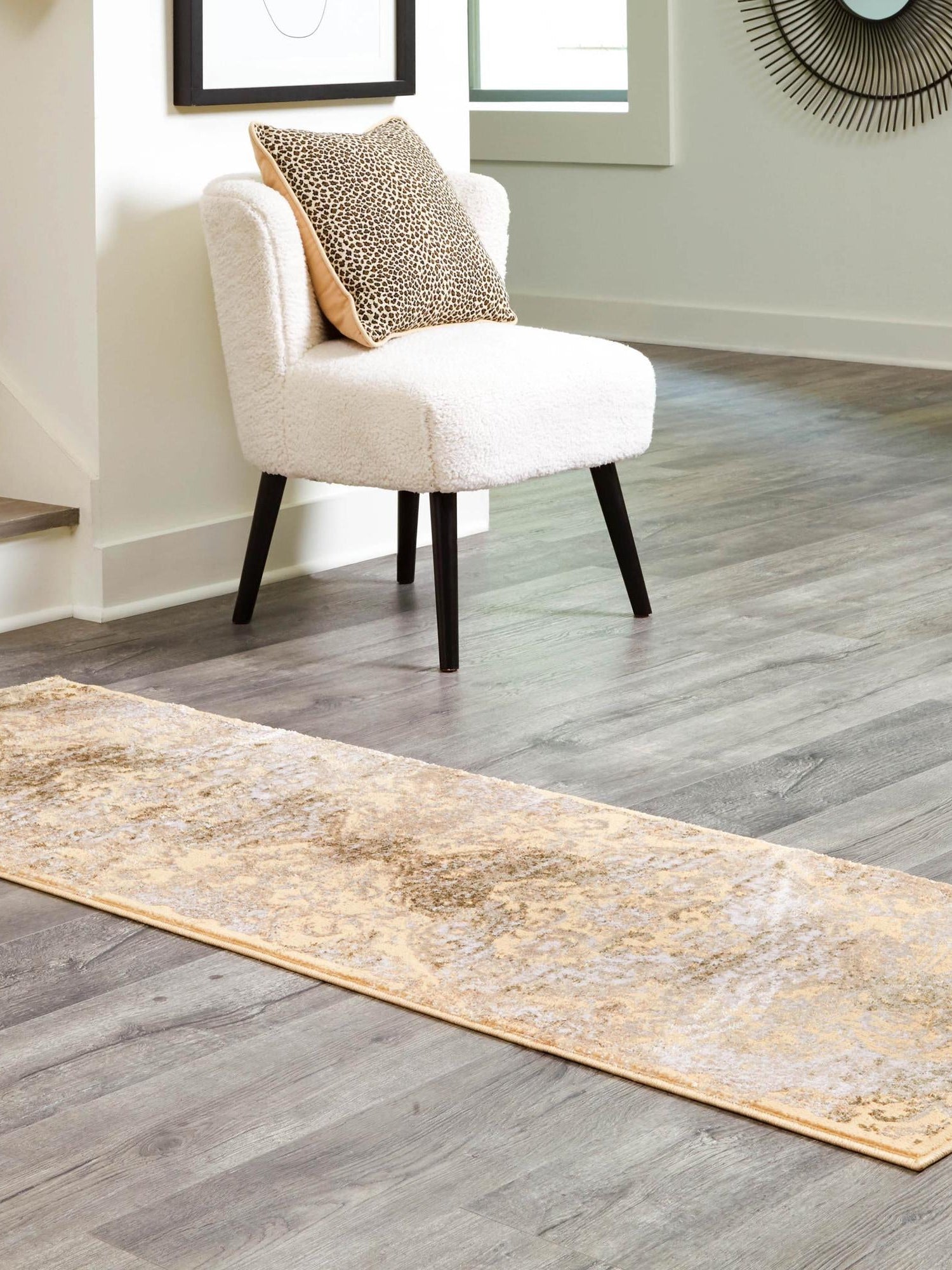 Yellow 2' x 8' Highbury Runner Area Rug 60% Polypropylene & 40% Polyester With Jute Backing Vintage Distressed Traditional Carpet for Sale at Rug Engine