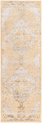 Yellow 2' x 6' Highbury Runner Area Rug 60% Polypropylene & 40% Polyester With Jute Backing Vintage Distressed Traditional Carpet for Sale at Rug Engine