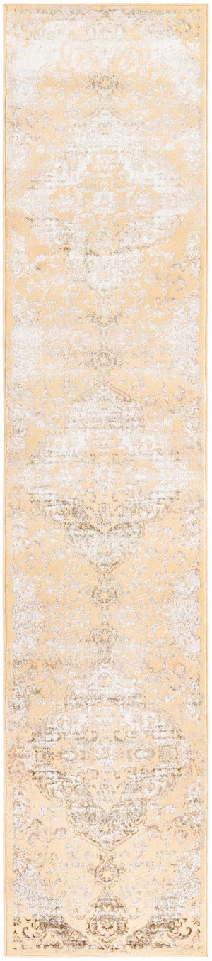 Yellow 2' x 9' 10 Highbury Runner Area Rug 60% Polypropylene & 40% Polyester With Jute Backing Vintage Distressed Traditional Carpet for Sale at Rug Engine