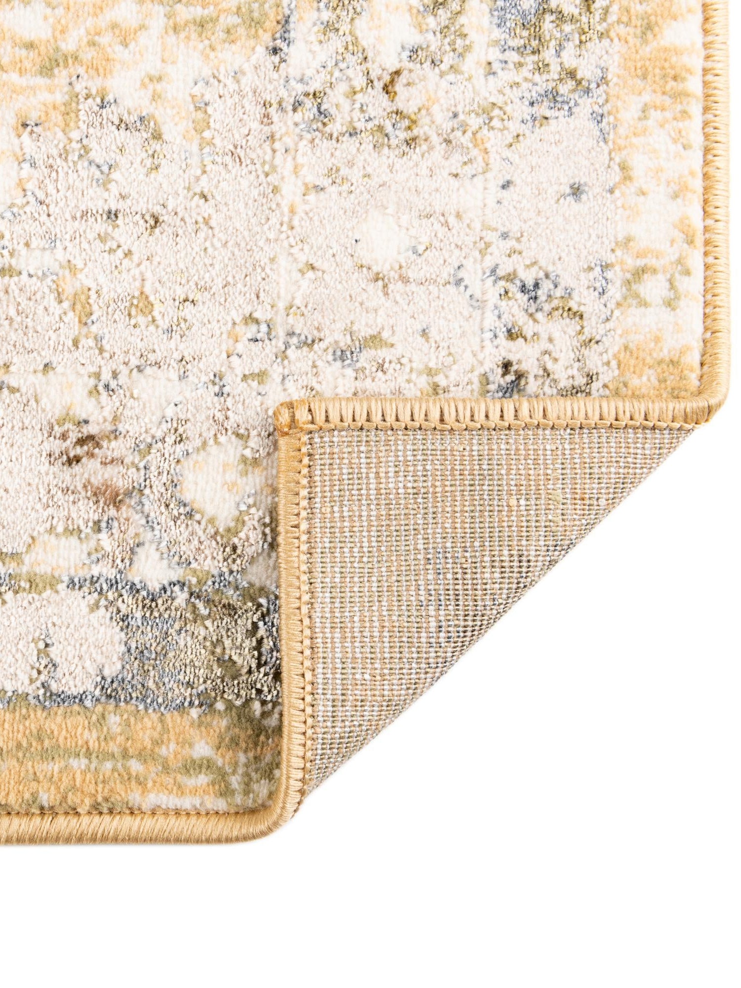 Yellow 2' x 9' 10 Highbury Runner Area Rug 60% Polypropylene & 40% Polyester With Jute Backing Vintage Distressed Traditional Carpet for Sale at Rug Engine