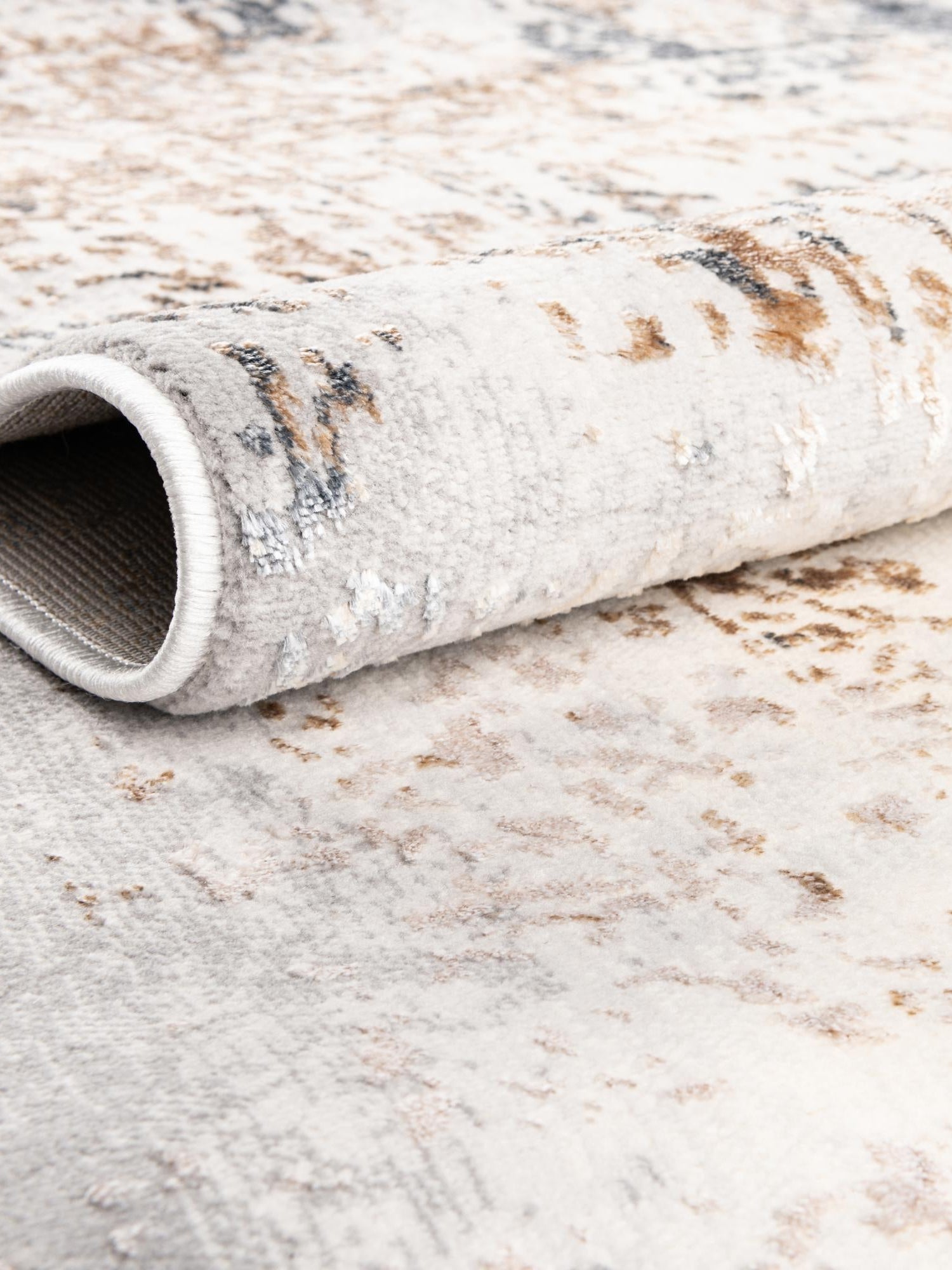 Ivory Gray 5' 3 x 8' Highbury Oval Area Rug 60% Polypropylene & 40% Polyester With Jute Backing Vintage Distressed Traditional Carpet for Sale at Rug Engine