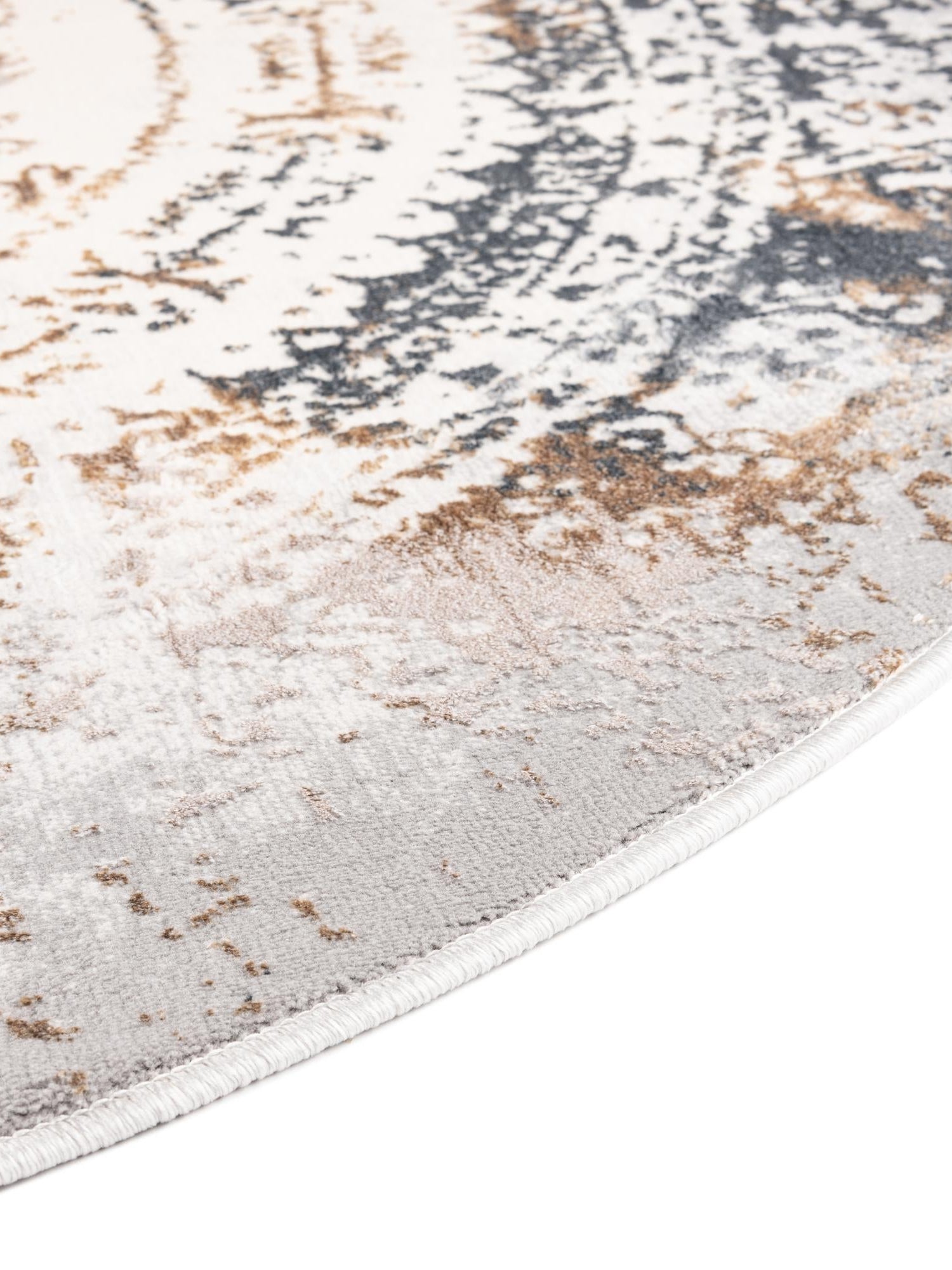 Ivory Gray 5' 3 x 8' Highbury Oval Area Rug 60% Polypropylene & 40% Polyester With Jute Backing Vintage Distressed Traditional Carpet for Sale at Rug Engine
