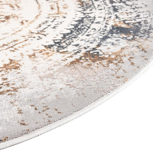 Ivory Gray 5' 3 x 8' Highbury Oval Area Rug 60% Polypropylene & 40% Polyester With Jute Backing Vintage Distressed Traditional Carpet for Sale at Rug Engine