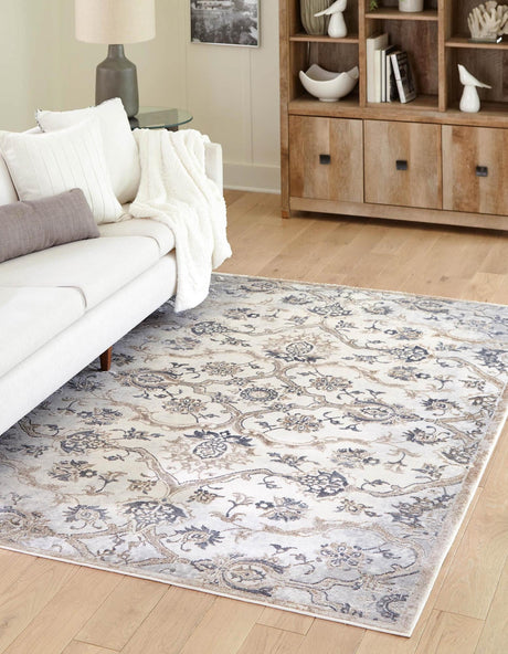 Ivory Gray 2' x 3' Highbury Rectangle Area Rug 60% Polypropylene & 40% Polyester With Jute Backing Vintage Distressed Traditional Carpet for Sale at Rug Engine